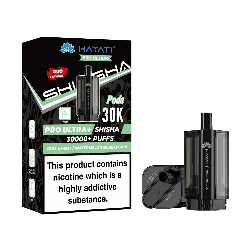 Hayati Pro Ultra Plus Shisha 30000 Prefilled Pods Gum & Mint / Watermelon Bubblegum