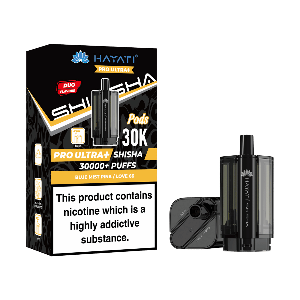 Hayati Pro Ultra Plus Shisha 30000 Prefilled Pods Blue Mist Pink / Love 66