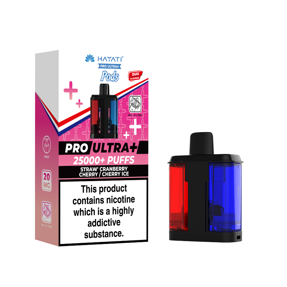 Hayati Pro Ultra Plus 25k Prefilled Pods Straw' Cranberry Cherry/Cherry Ice