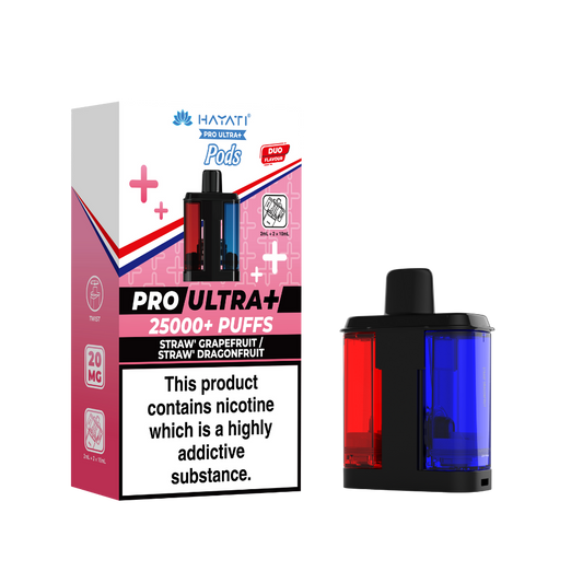 Hayati Pro Ultra Plus 25k Prefilled Pods Straw' Grapefruit/Straw' Dragonfruit