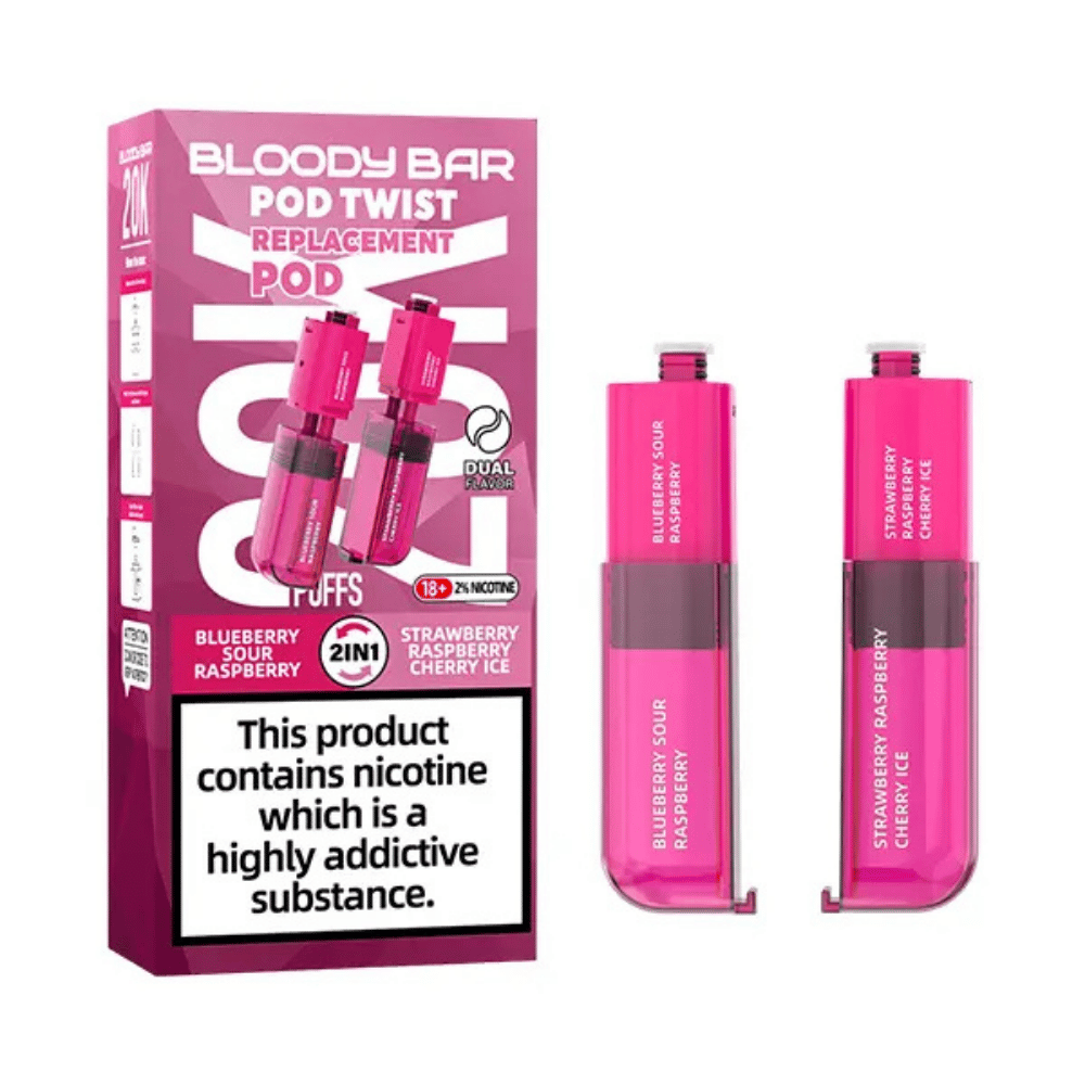 Bloody Bar Pod Twist 20K Prefilled Pod Blueberry Sour Raspberry / Strawberry Raspberry Cherry Ice
