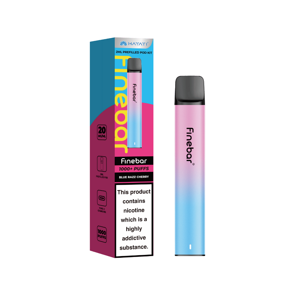 Hayati Finebar 1000 Puffs Prefilled Pod Kit Blue Razz Cherry