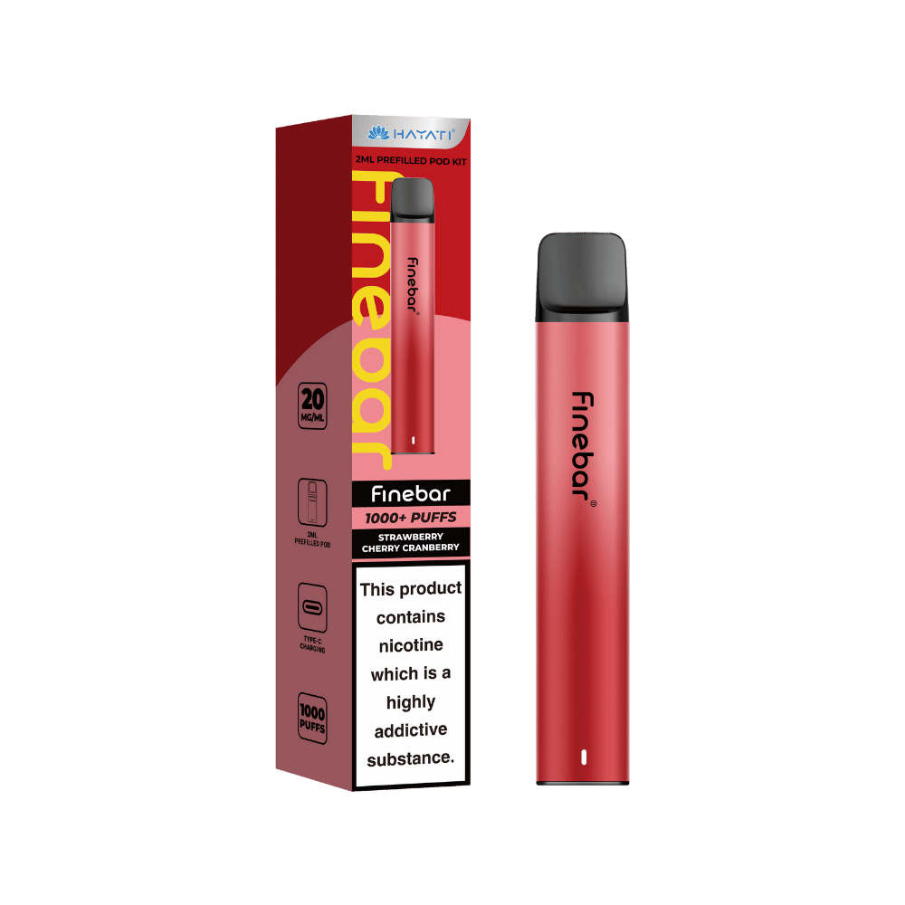 Hayati Finebar 1000 Puffs Prefilled Pod Kit Strawberry Cherry Cranberry