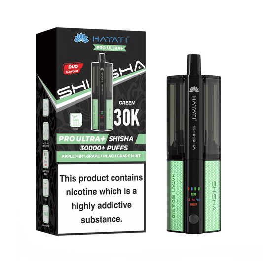 Hayati Pro Ultra Plus Shisha 30000 Prefilled Pod Kit Apple Mint Grape / Peach Mint Grape