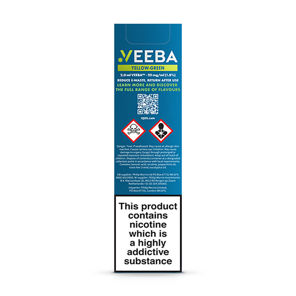 Veeba Yellow Green Disposable Vape Rear Box