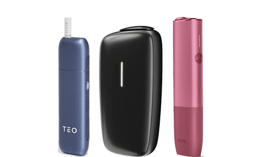 A selection of heated tobacco kits from Ploom, IQOS and NEAFS