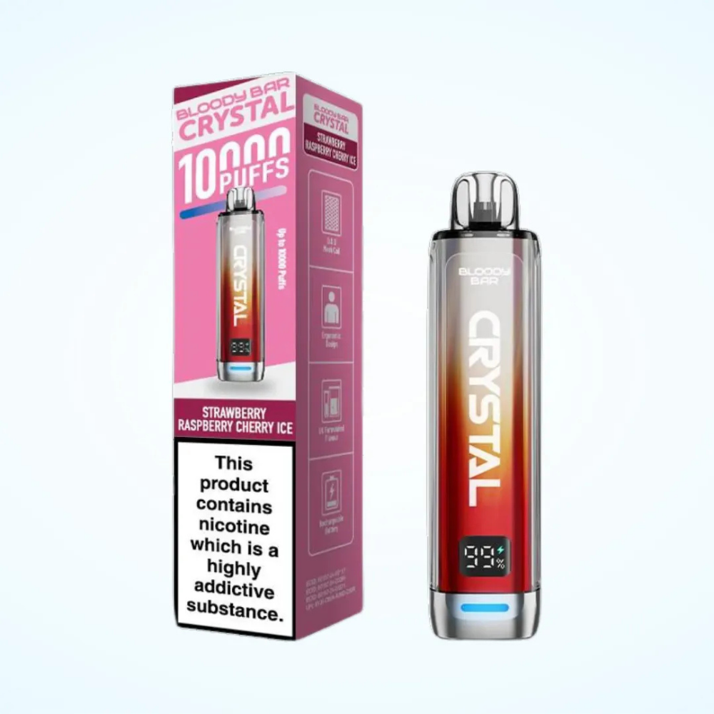 Bloody Bar Crystal 10K Prefilled Pod Kit Strawberry Raspberry Cherry Ice