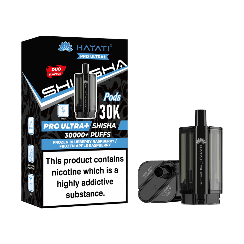 Hayati Pro Ultra Plus Shisha 30000 Prefilled Pods Frozen Blueberry Raspberry / Frozen Apple Raspberry