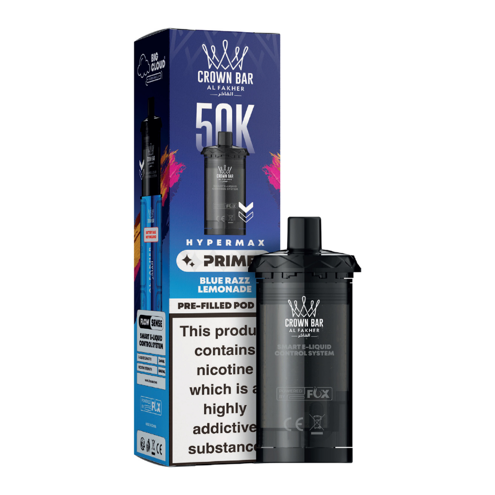 Al Fakher Hypermax Prime 50K Prefilled Pods Blue Razz Lemonade