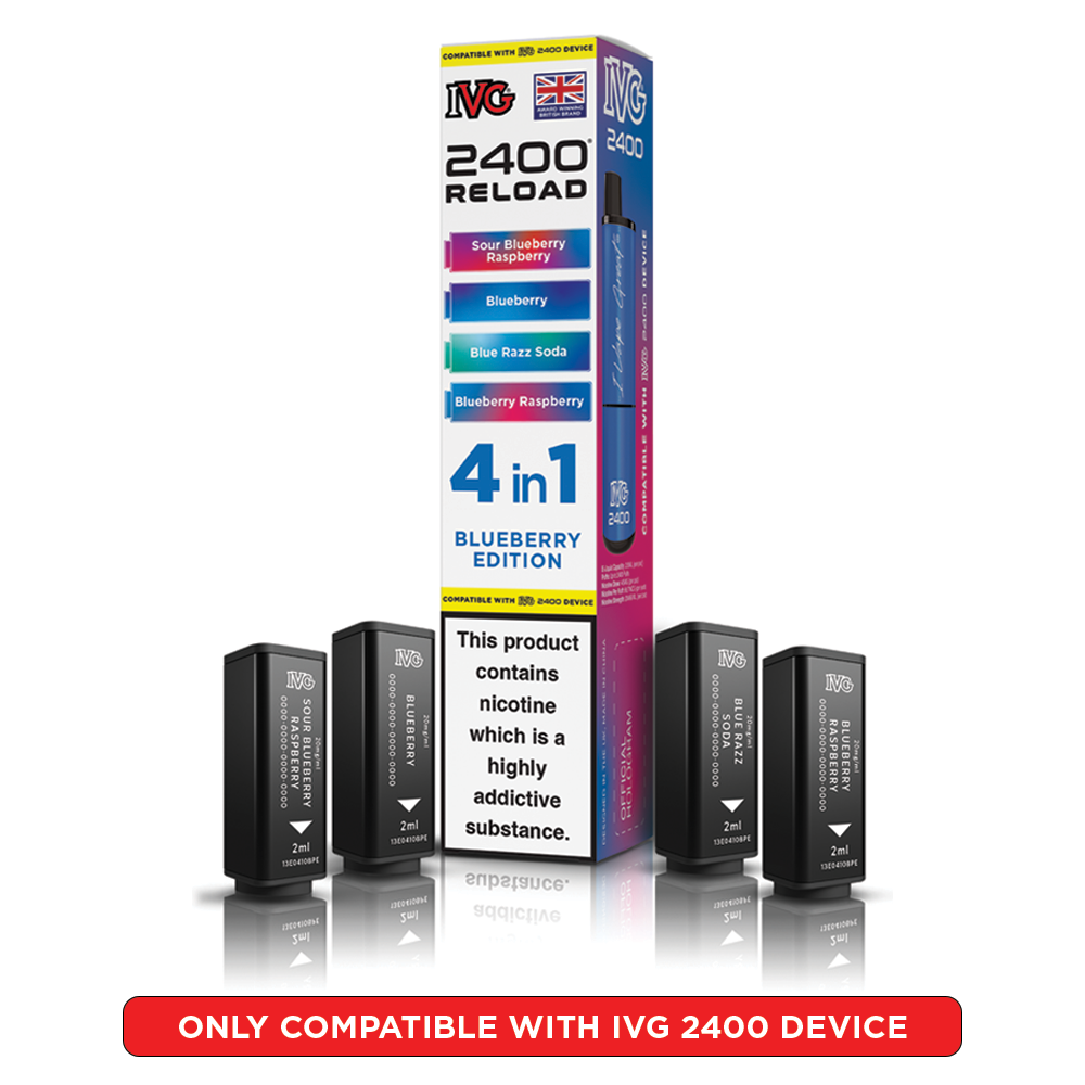 IVG 2400 Reload 4 in 1 Prefilled Pods Blueberry Edition | 6.99 Each IVG 2400 Reload 4 in 1 Prefilled Pods Blueberry Edition | 6.99 Each