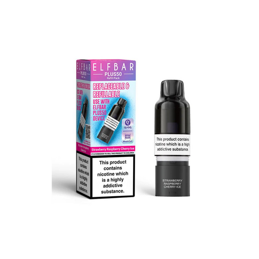 ELF BAR Plus 50 Refill Pack Strawberry Raspberry Cherry Ice