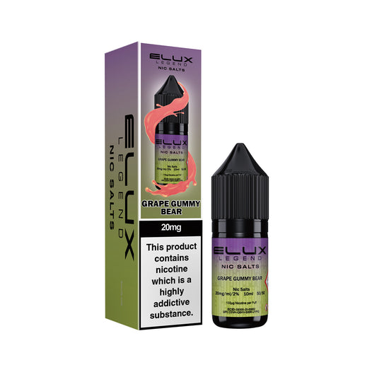 Elux Legend Nic Salt Grape Gummy Bear E Liquid 10ml