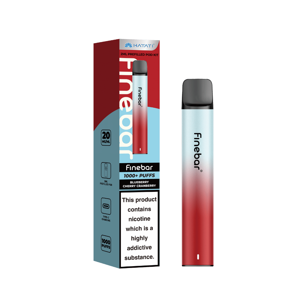 Hayati Finebar 1000 Puffs Prefilled Pod Kit Blueberry Cherry Cranberry