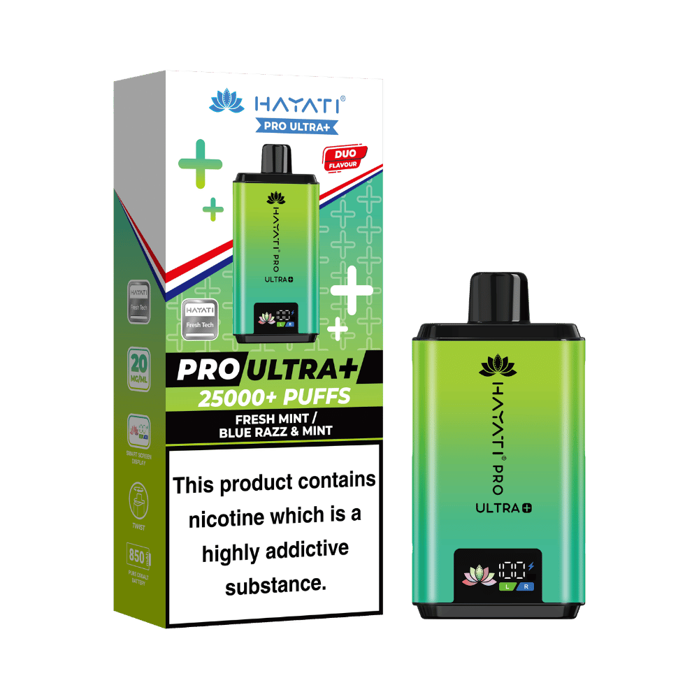 Hayati Pro Ultra Plus 25k Puffs Vape Kit Fresh Mint / Blue Razz & Mint