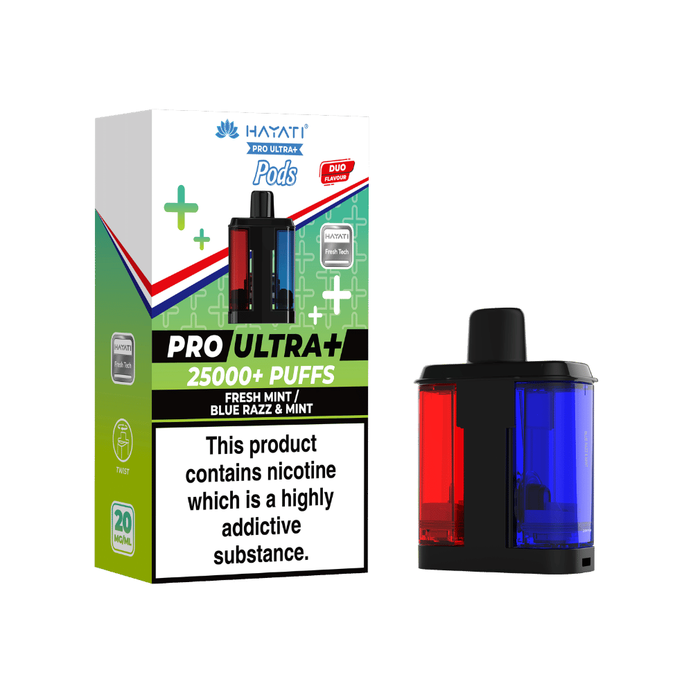 Hayati Pro Ultra Plus 25K Prefilled Pods Fresh Mint / Blue Razz & Mint