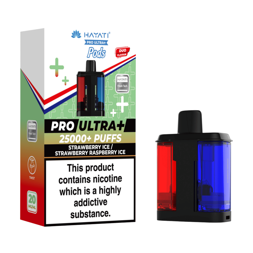 Hayati Pro Ultra Plus 25k Prefilled Pods Strawberry Ice / Strawberry Raspberry Ice