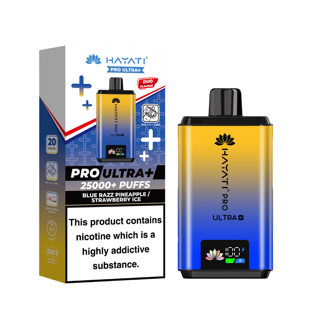 Hayati Pro Ultra Plus 25k Puffs Vape Kit Blue Razz Pineapple / Strawberry Ice