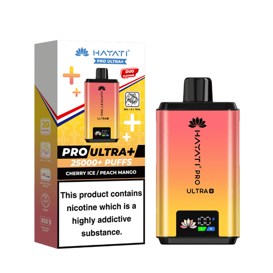 Hayati Pro Ultra Plus 25k Puffs Vape Kit Cherry Ice / Peach Mango