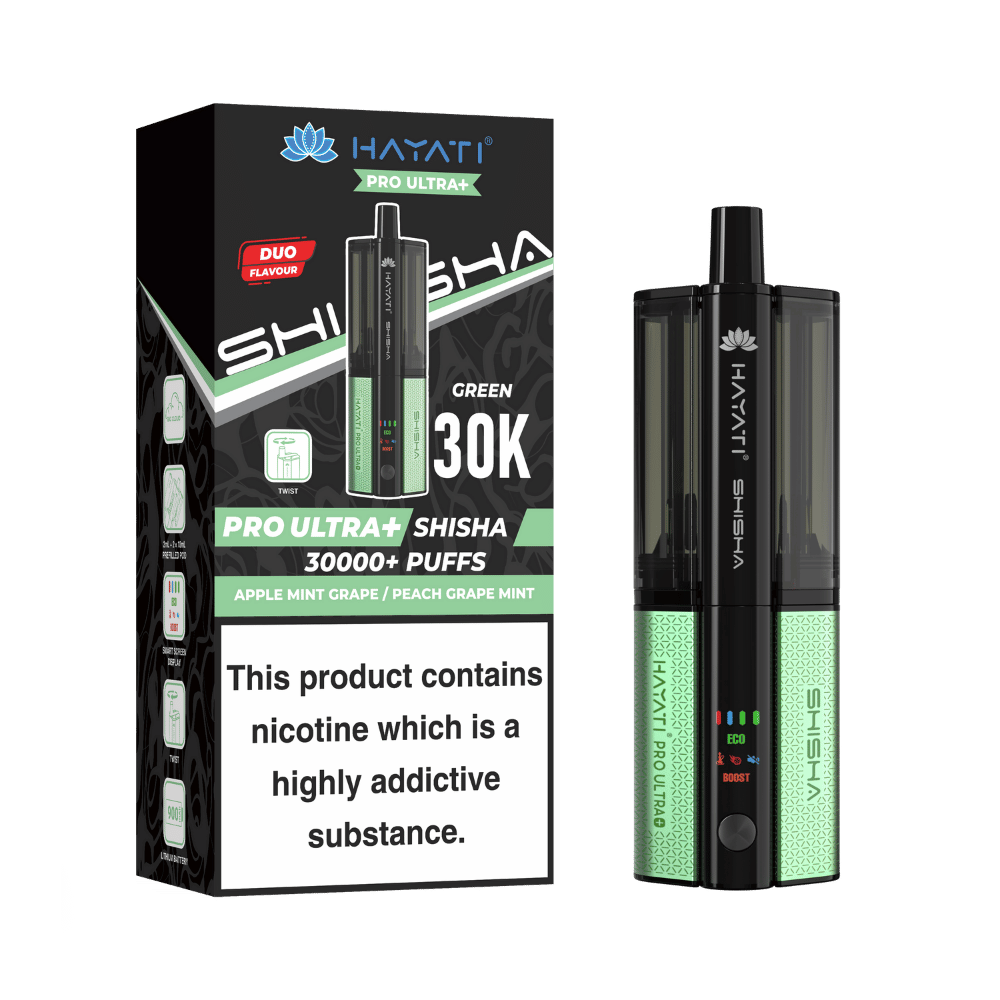 Hayati Pro Ultra Plus Shisha 30000 Prefilled Pod Kit Apple Mint Grape / Peach Mint Grape