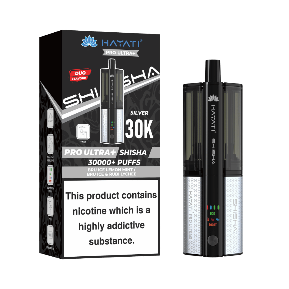 Hayati Pro Ultra Plus Shisha 30000 Prefilled Pod Kit Bru Ice Lemon Mint / Bru Ice & Rubi Lychee
