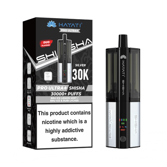 Hayati Pro Ultra Plus Shisha 30000 Prefilled Pod Kit Bru Ice Lemon Mint / Bru Ice & Rubi Lychee