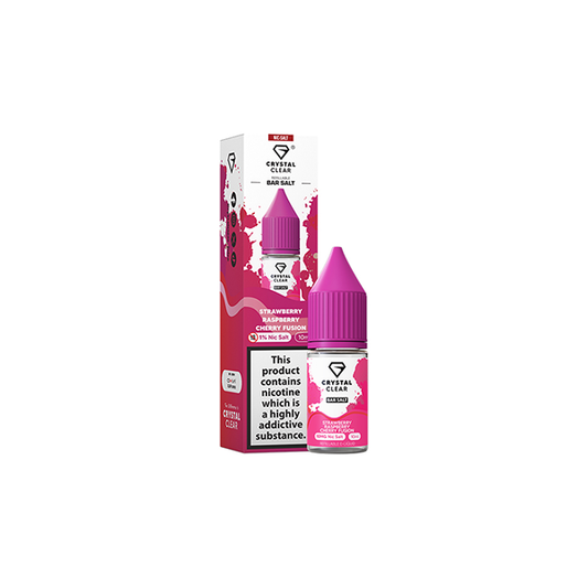 Crystal Clear Bar Salt Strawberry Raspberry Cherry Fusion E Liquid 10ml