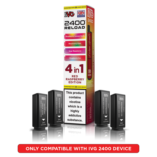 IVG 2400 Reload 4 in 1 Prefilled Pods Red Raspberry Edition