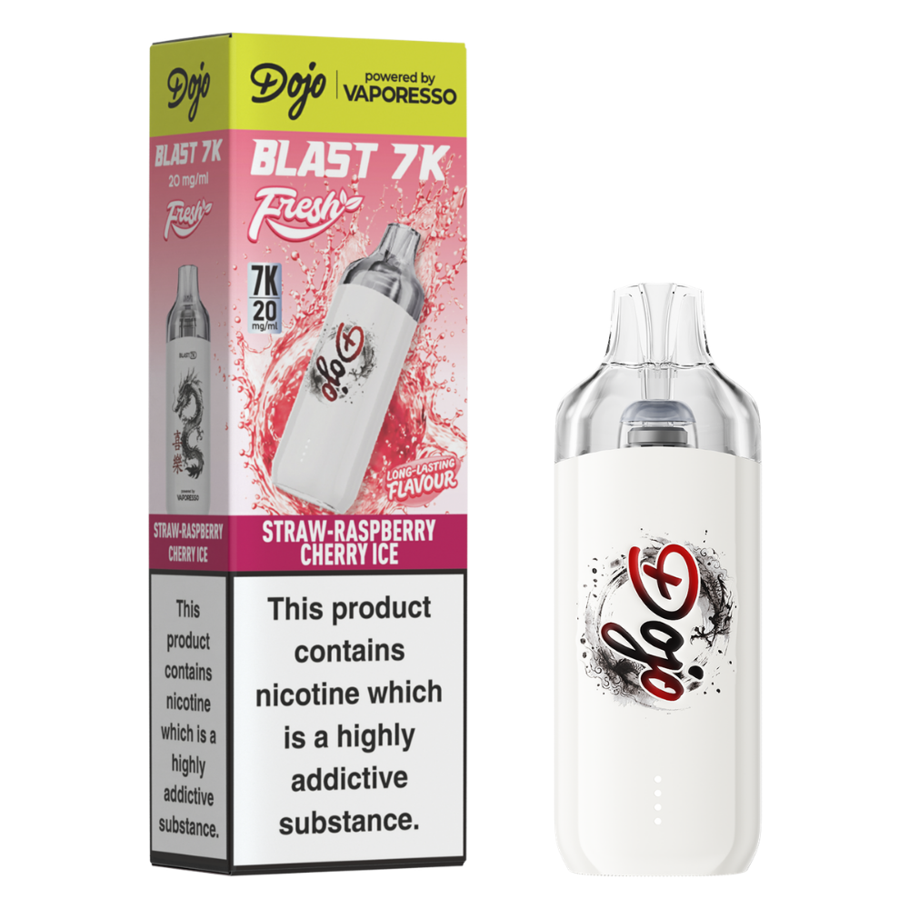 Straw Raspberry Cherry Ice Vaporesso Dojo Blast 7K Prefilled Pod Kit