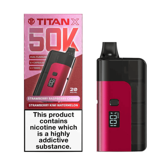 Titan X 50k Prefilled Vape Kit Strawberry Kiwi Watermelon / Strawberry Raspberry Cherry