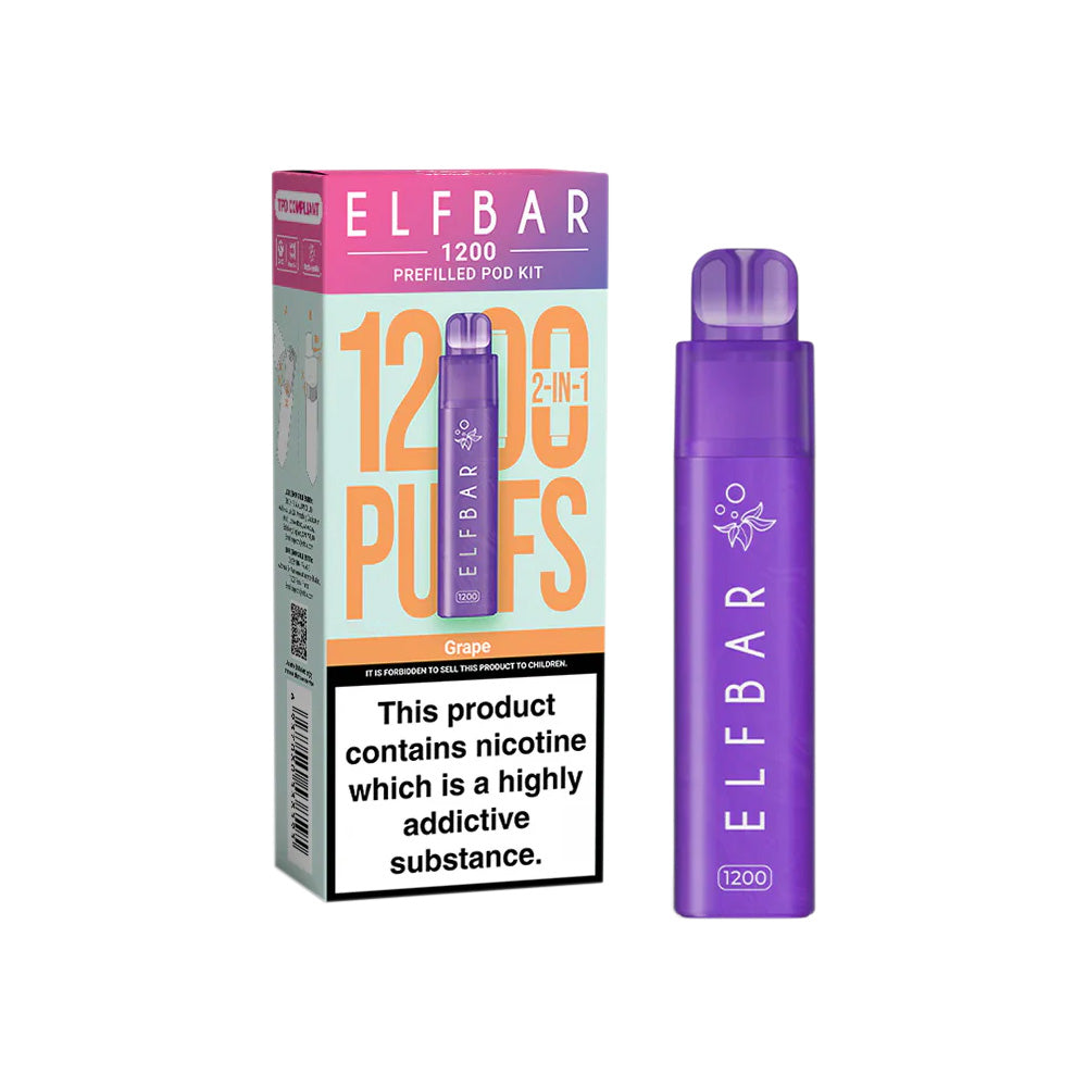 Grape Elf Bar 1200 Puffs Prefilled Pod Kit | Draw Activated Grape Elf Bar 1200 Puffs Prefilled Pod Kit | Draw Activated