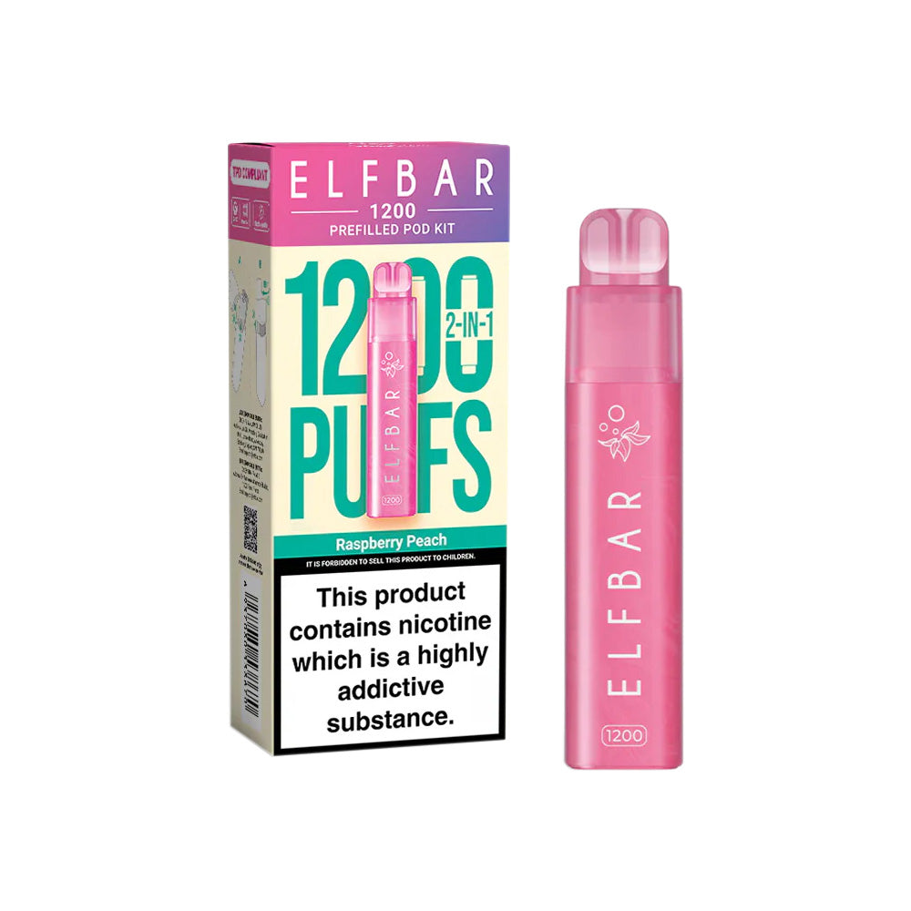 Elf Bar EB1200 | Raspberry Peach | Free UK Delivery Elf Bar EB1200 | Raspberry Peach | Free UK Delivery