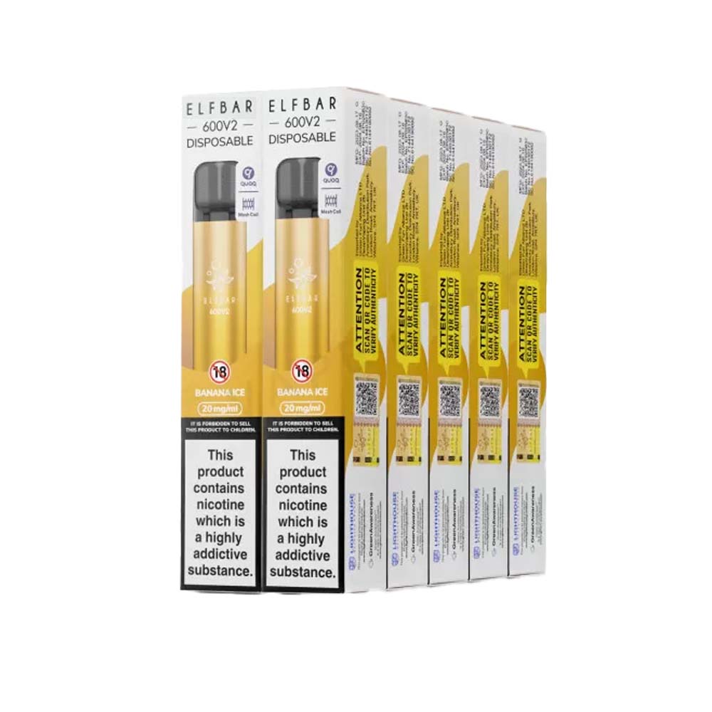 Elf Bar 600 V2 10 Pack | Banana Ice | Free UK Delivery