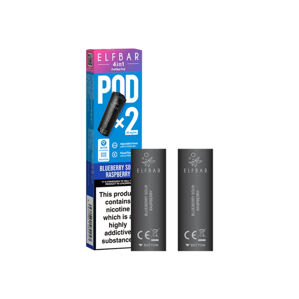Elf Bar 4 in 1 Pods (2 Pack) | Blueberry Sour Raspberry | Free UK Delivery