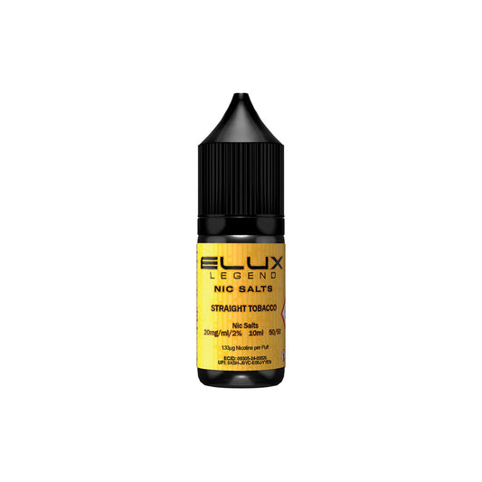 Elux Legend Nic Salts Straight Tobacco E Liquid 10ml