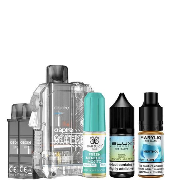 Aspire Gotek X Vape Kit Bundle | Menthol | Free UK Delivery Aspire Gotek X Vape Kit Bundle | Menthol | Free UK Delivery