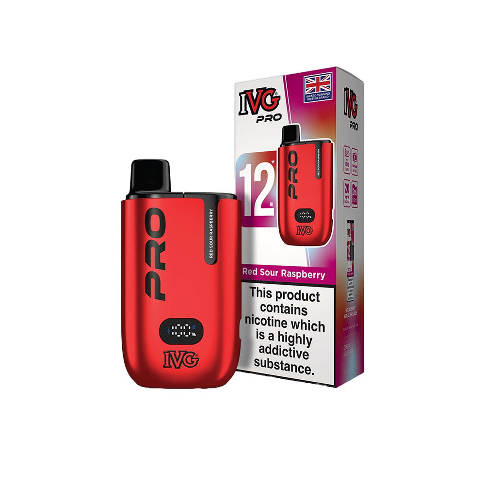 IVG Pro 12 10000 Puff Disposable | Red Sour Raspberry | Free UK Delivery
