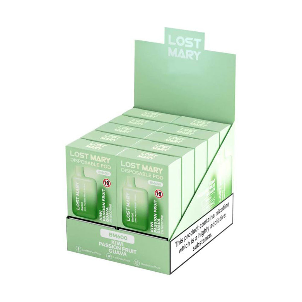 Lost Mary BM600 Kiwi Passion Fruit Guava - 10 Pack