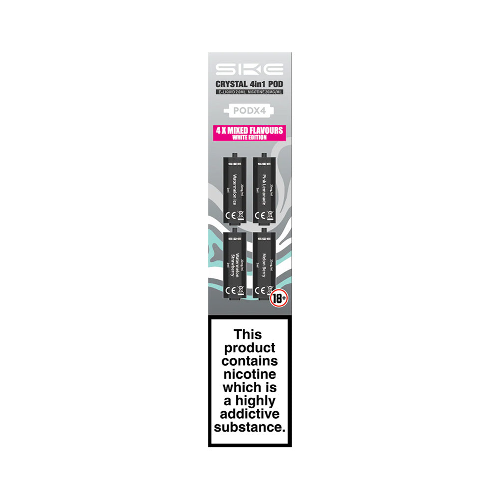 SKE Crystal 4 in 1 Pods (4 Pack) | White Edition Multi-Flavour | Free UK Delivery SKE Crystal 4 in 1 Pods (4 Pack) | White Edition Multi-Flavour | Free UK Delivery
