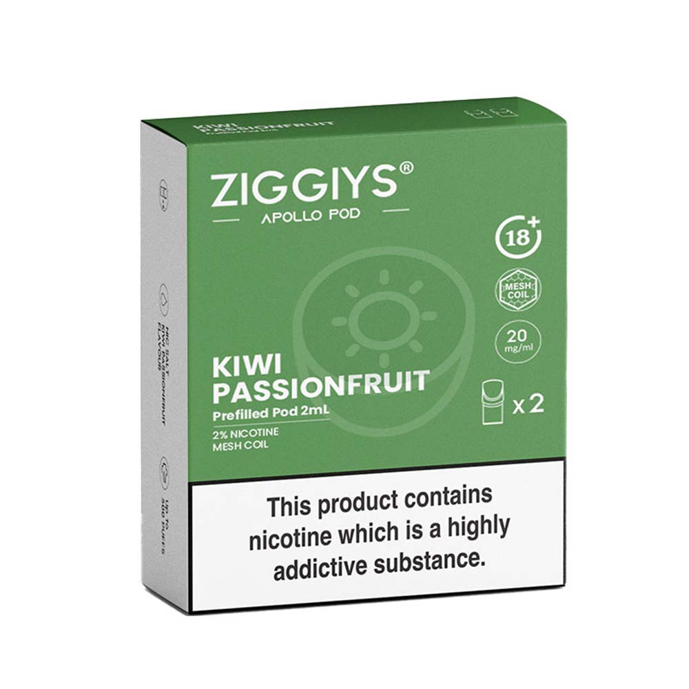 Ziggiys Apollo Kiwi Passion Fruit Pods (2 Pack)