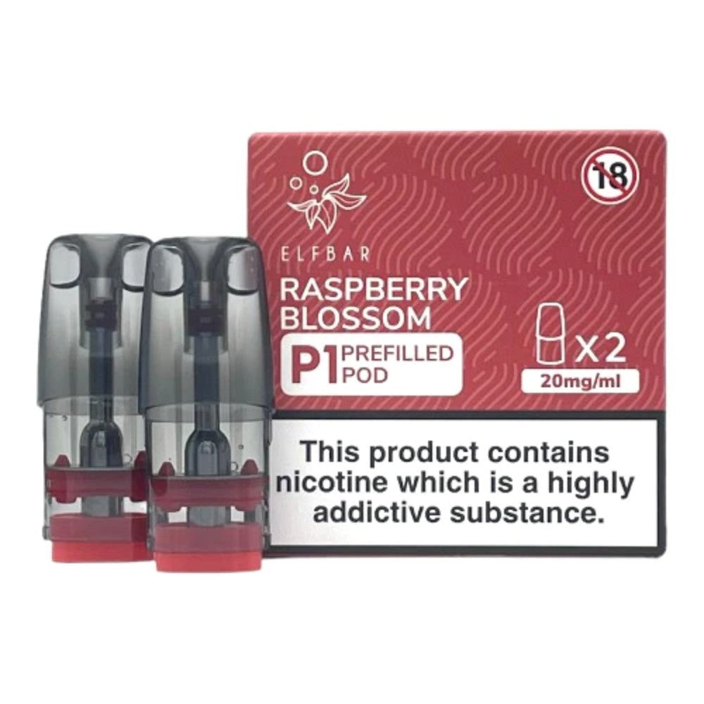 Elfbar Pod Grape Raspberry Elf Bar Mate P1 Raspberry Blossom Pods (2 Pack) | Free UK Delivery