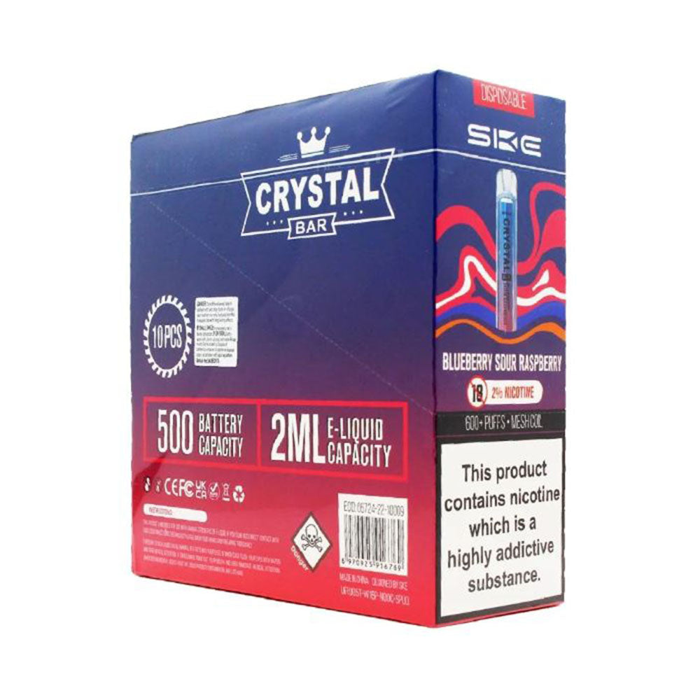 SKE Crystal Bar Blueberry Sour Raspberry Vapes 10 Pack UK Seller